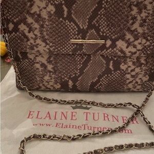 Elaine Turner Brown Snake Print Crossbody Bag